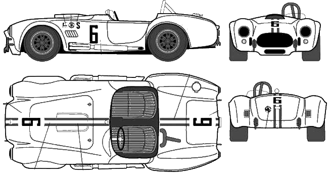Bil (foto skitse tegning-bil ordning) AC Cobra 427 1966