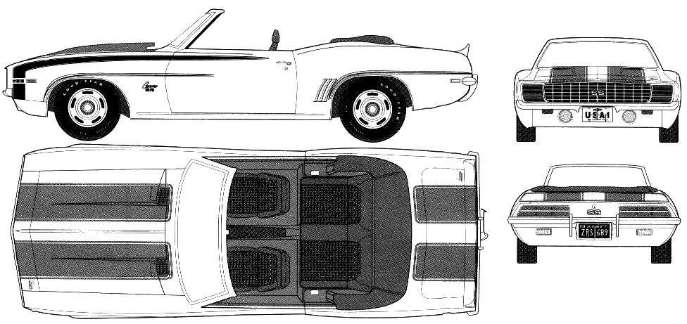 Кола Chevrolet Camaro SS Convertible 1969 