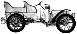 Bil (foto skitse tegning-bil ordning) Daimler 1903