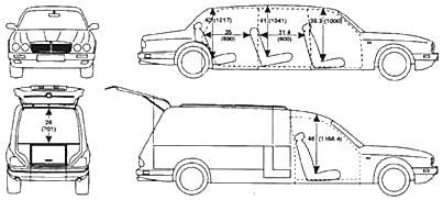 Bil (foto skitse tegning-bil ordning) Daimler Eagle V8 Hearse 1997