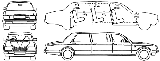 Bil (foto skitse tegning-bil ordning) Daimler Eagle V8 Limousine 1990