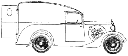 Bil (foto skitse tegning-bil ordning) Daimler Van 1933