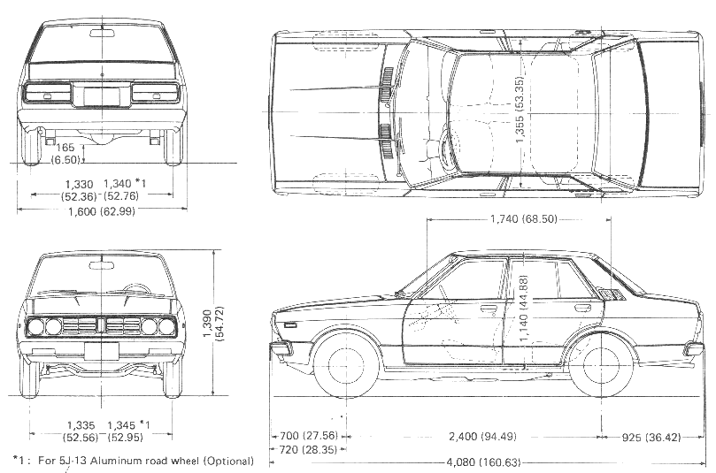 Bil (foto skitse tegning-bil ordning) Datsun 160 J Violet A 10