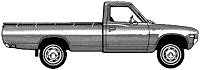 Bil (foto skitse tegning-bil ordning) Datsun 620 Strech Pick-Up 1979