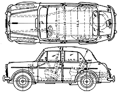 Bil (foto skitse tegning-bil ordning) Datsun Bluebird 211 1959