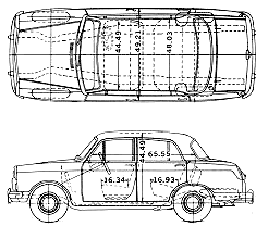 Bil (foto skitse tegning-bil ordning) Datsun Bluebird 310 1961a