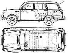 Bil (foto skitse tegning-bil ordning) Datsun Bluebird 310 Wagon 1961