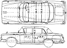 Auto  (foto skica kreslení-auto režim) Datsun Cedric 1900 LG31 1962