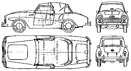 Bil (foto skitse tegning-bil ordning) Datsun Fairlady 213SPL 1962a