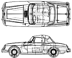 Bil (foto skitse tegning-bil ordning) Datsun Fairlady 310SPL 1500 1963