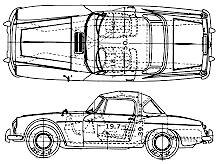 Bil (foto skitse tegning-bil ordning) Datsun Fairlady 311SPL 1600 1967