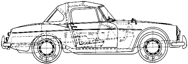 Bil (foto skitse tegning-bil ordning) Datsun Fairlady 311SPL 1600 1968