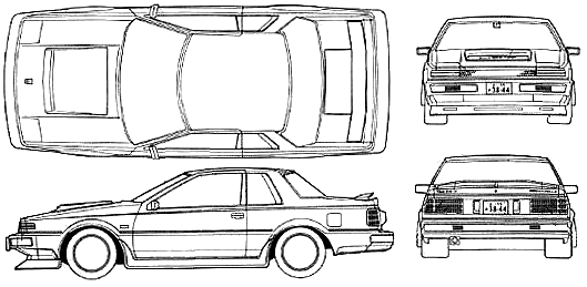 Bil (foto skitse tegning-bil ordning) Datsun Gazelle Coupe Turbo RS-X 1979
