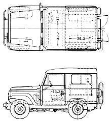 Bil (foto skitse tegning-bil ordning) Datsun Patrol L60 1963