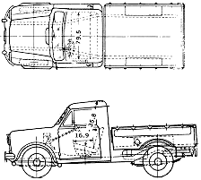 Bil (foto skitse tegning-bil ordning) Datsun Pick-up 211PLG 1960