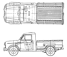 Bil (foto skitse tegning-bil ordning) Datsun Pick-up 223LG 1961