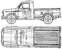 Bil (foto skitse tegning-bil ordning) Datsun Pick-up 223LG 1962