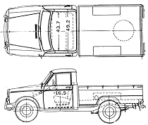 Bil (foto skitse tegning-bil ordning) Datsun Pick-up 320L 1963