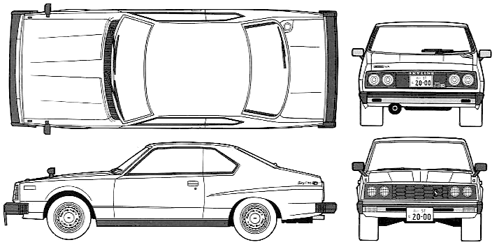 Bil (foto skitse tegning-bil ordning) Datsun Skyline 240K 2000 GT-ES