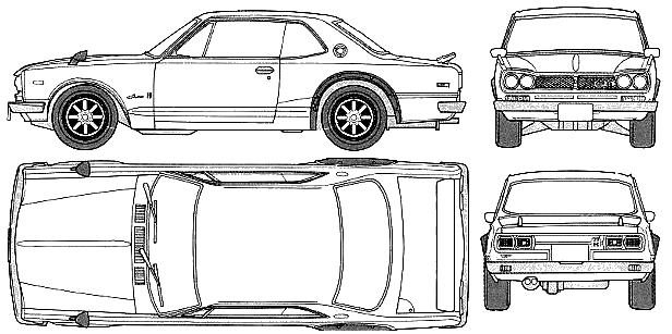 Bil (foto skitse tegning-bil ordning) Datsun Skyline C10 GT-R 2-Door 1969