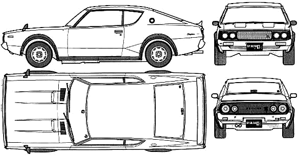 Bil (foto skitse tegning-bil ordning) Datsun Skyline C110 GT-R 1972