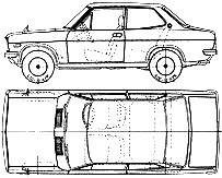 Bil (foto skitse tegning-bil ordning) Datsun Sunny B110 1200 4-Door 1971