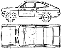 Bil (foto skitse tegning-bil ordning) Datsun Sunny B110 1200 Coupe 1971