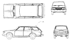 Bil (foto skitse tegning-bil ordning) Datsun Violet 710 Wagon 1975