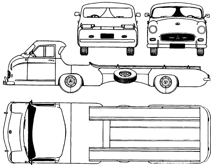 Bil Mercedes Benz Race Car Transporter 1955