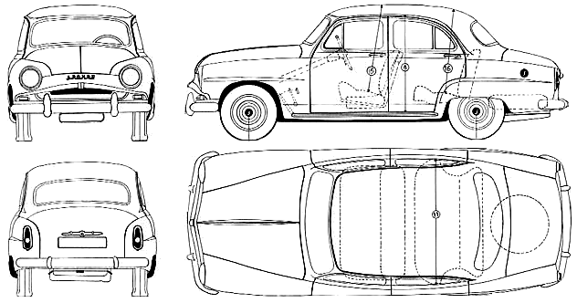 Auto  Simca 9 Aronde 1300 1956