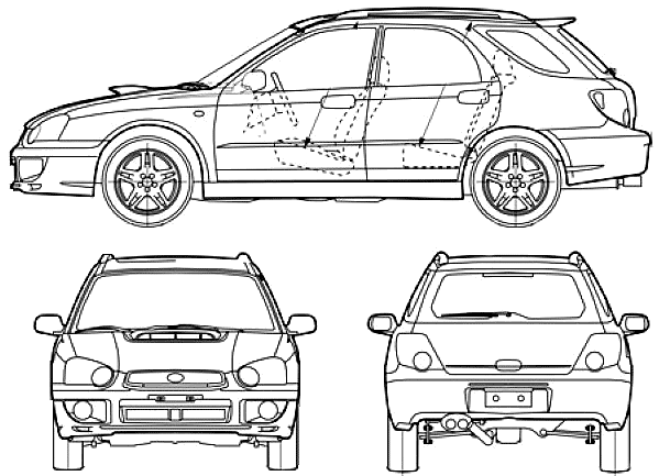 Кола Subaru Impreza Sport Wagon STi 2005